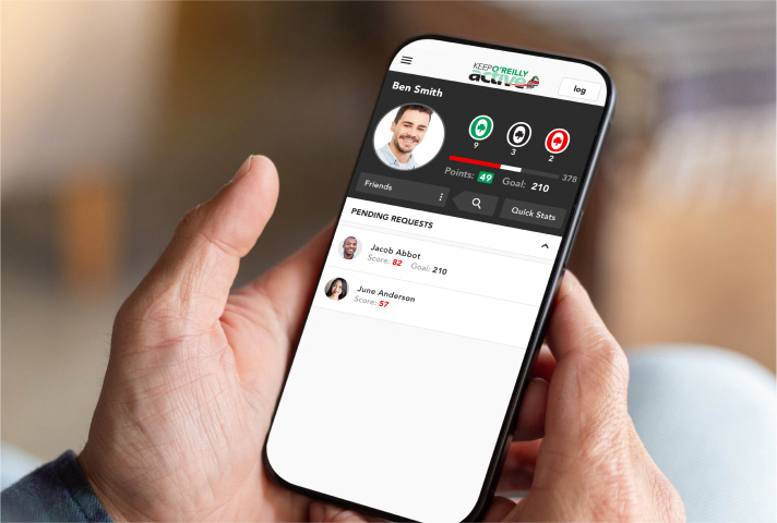 O'Reilly Auto Parts wellness challenge app homepage