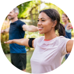 Group of participants exercising outside
