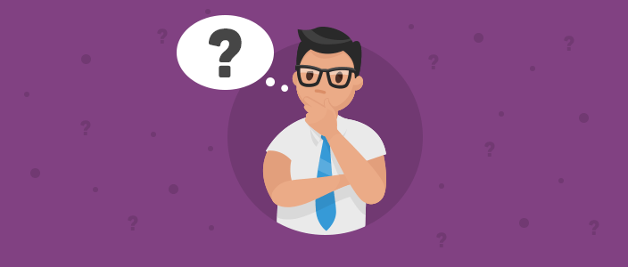 Man thinking with a question mark in thought bubble